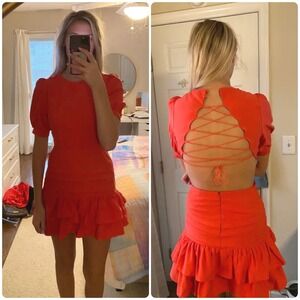 idem ditto Ruffle Dress in Red Orange‎ Size Medium NEW